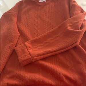 ME Makeover Essentials Orange Cable Knit Crewneck Sweater